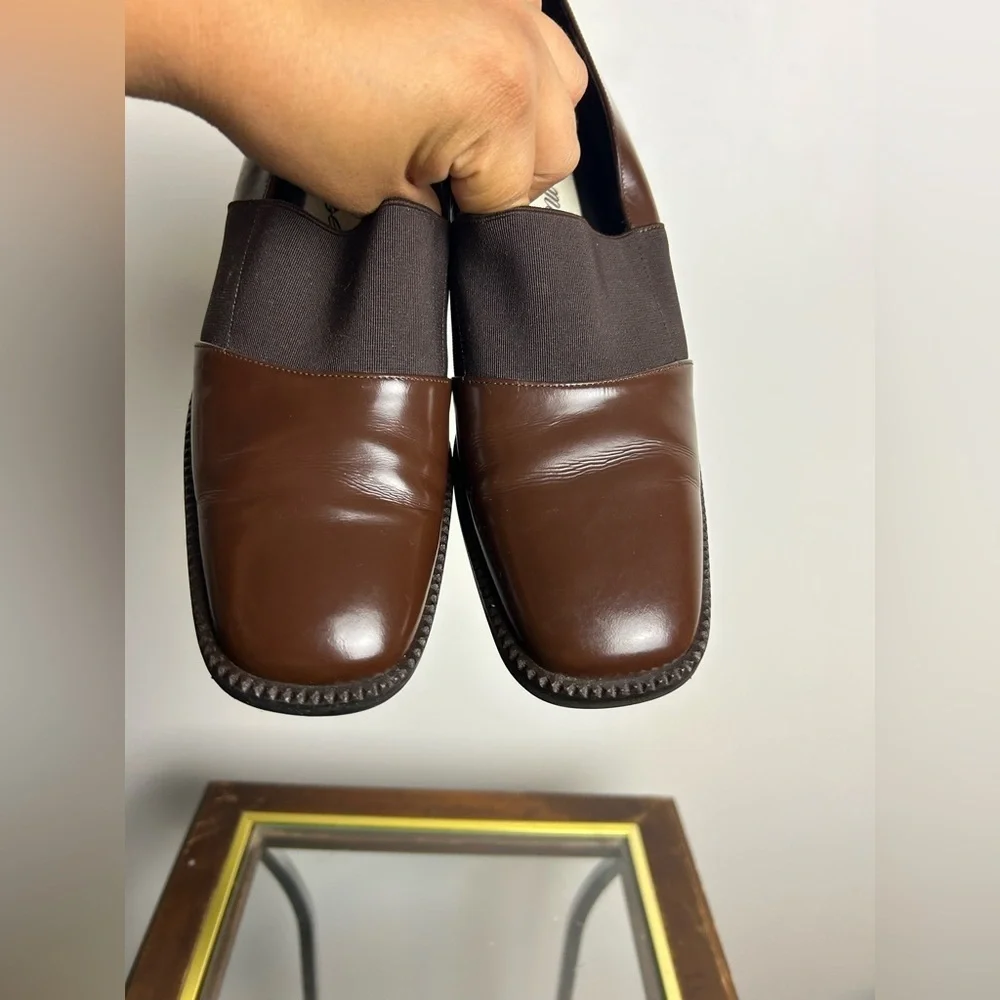 Mezlan‎ Vintage Platform Chocolate Brown pull on Shoes Size 8.5N Academia